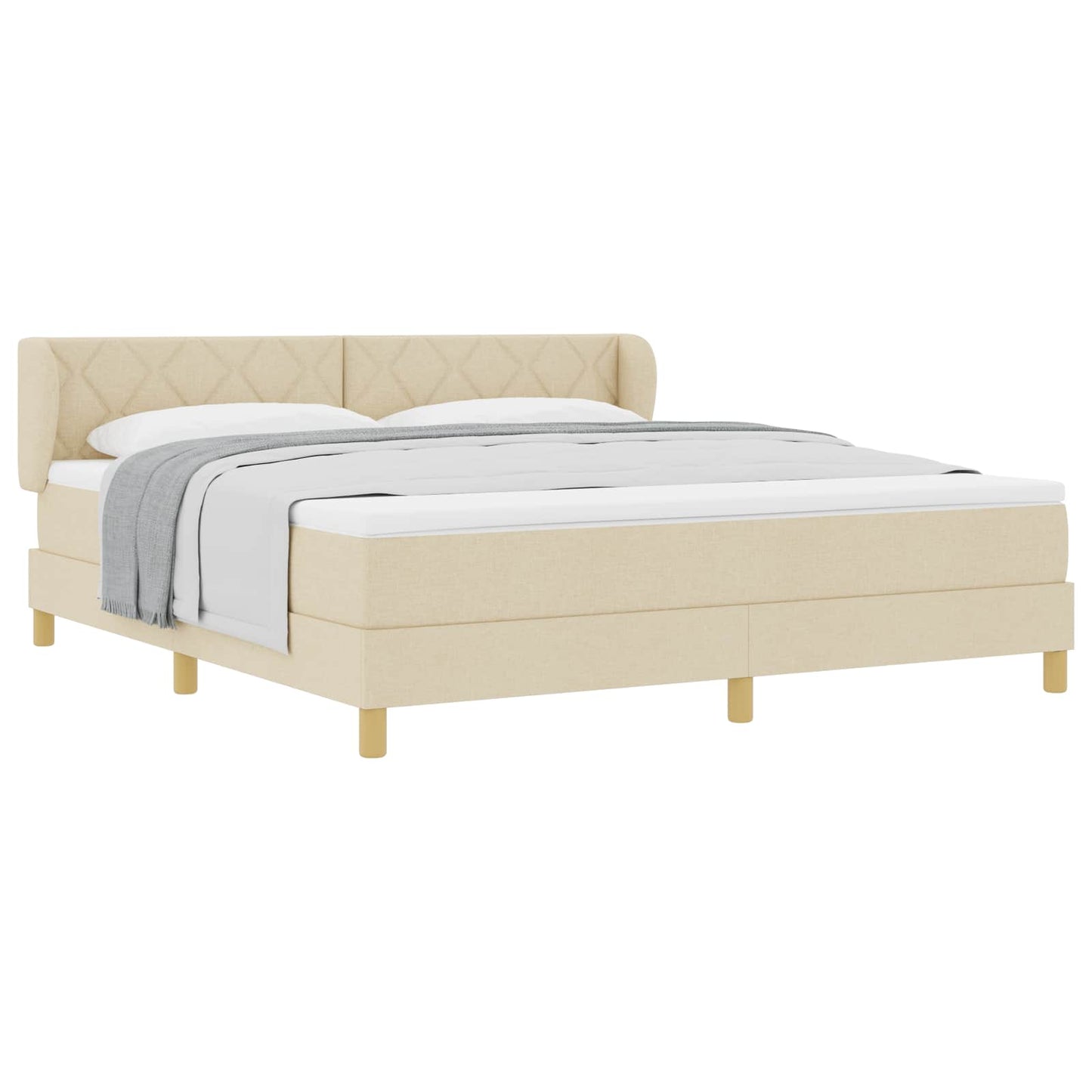 vidaXL Κρεβάτι με ελατήρια με κεφαλάρι Κρεμ 180 x 200 cm ύφασμα