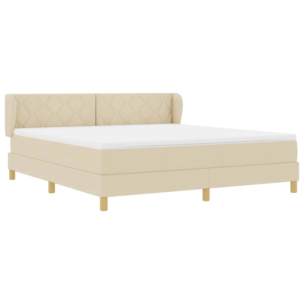 vidaXL Κρεβάτι με ελατήρια με κεφαλάρι Κρεμ 180 x 200 cm ύφασμα