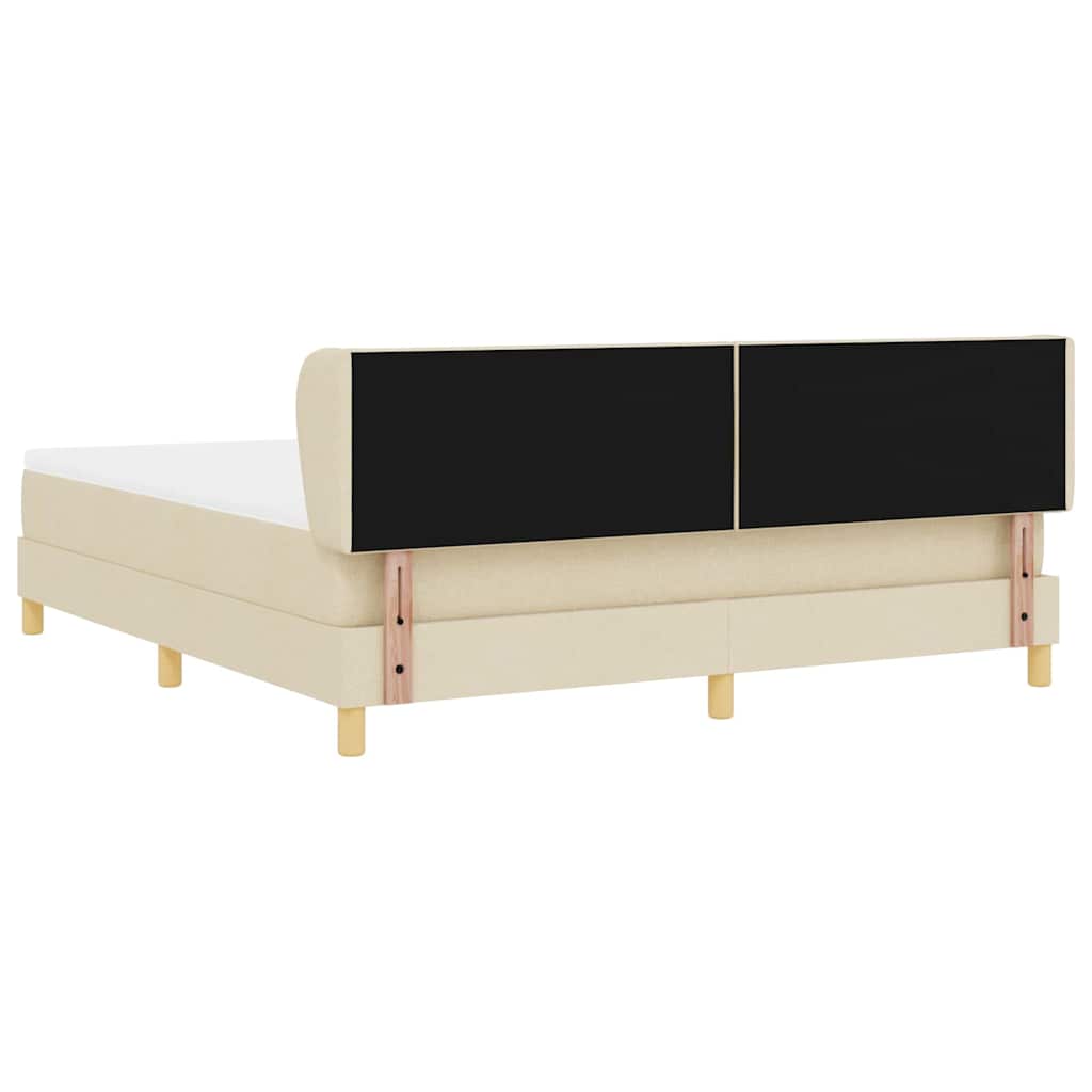vidaXL Κρεβάτι με ελατήρια με κεφαλάρι Κρεμ 180 x 200 cm ύφασμα