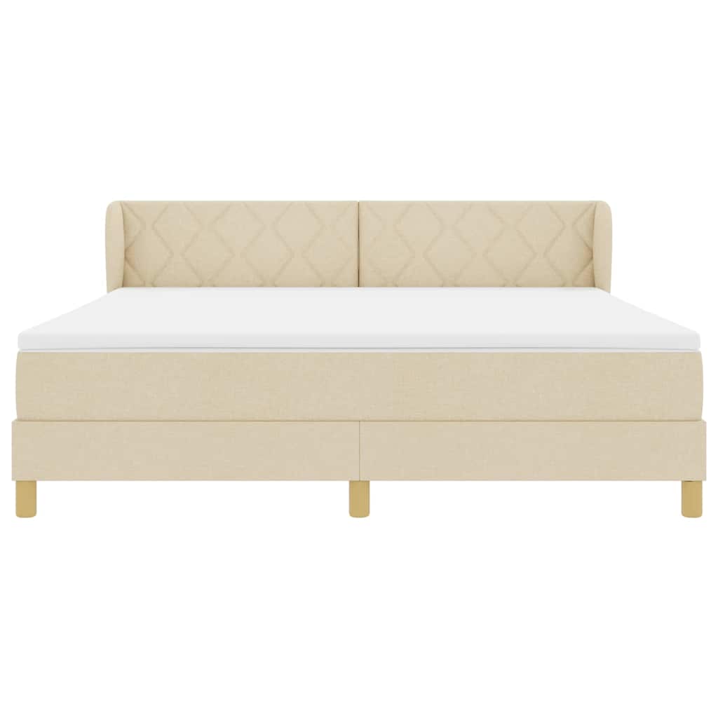 vidaXL Κρεβάτι με ελατήρια με κεφαλάρι Κρεμ 180 x 200 cm ύφασμα