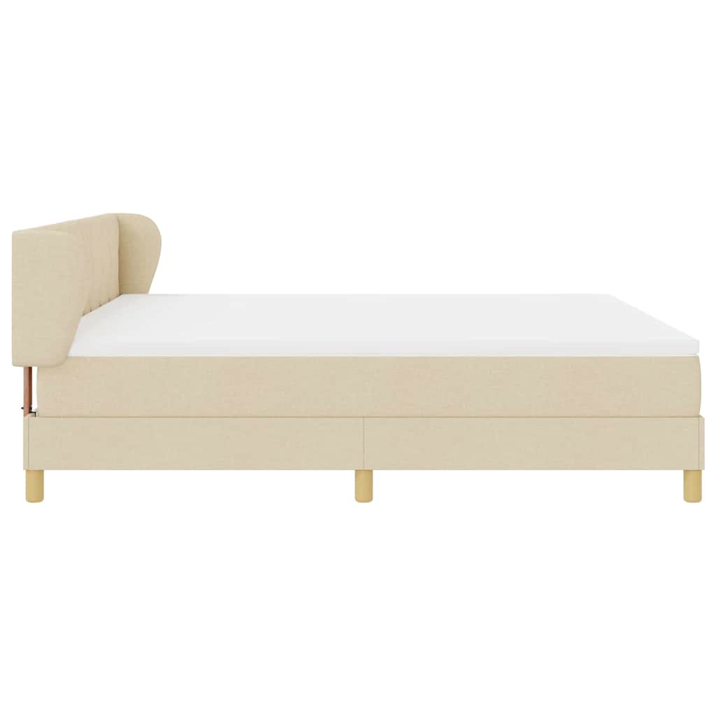 vidaXL Κρεβάτι με ελατήρια με κεφαλάρι Κρεμ 180 x 200 cm ύφασμα