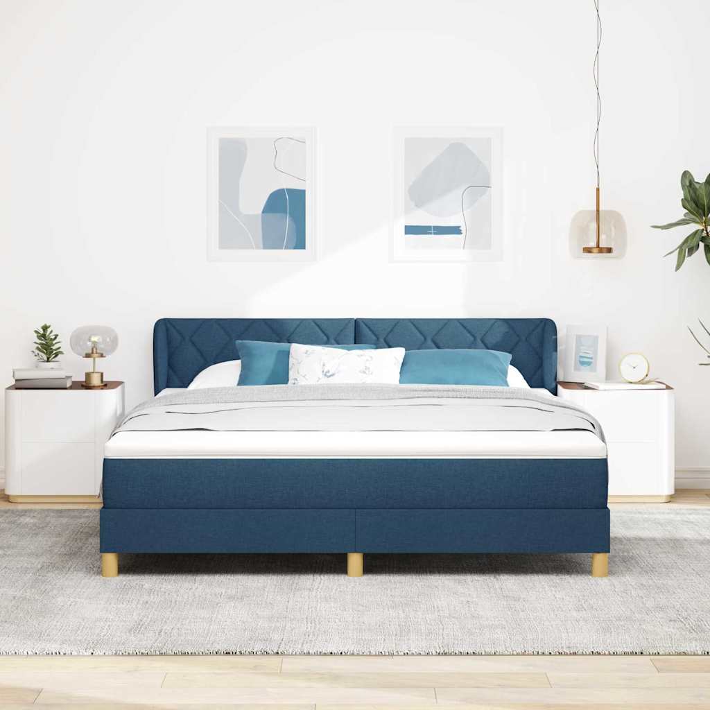 vidaXL Κρεβάτι με ελατήρια με κεφαλάρι Μπλε 180 x 200 cm ύφασμα