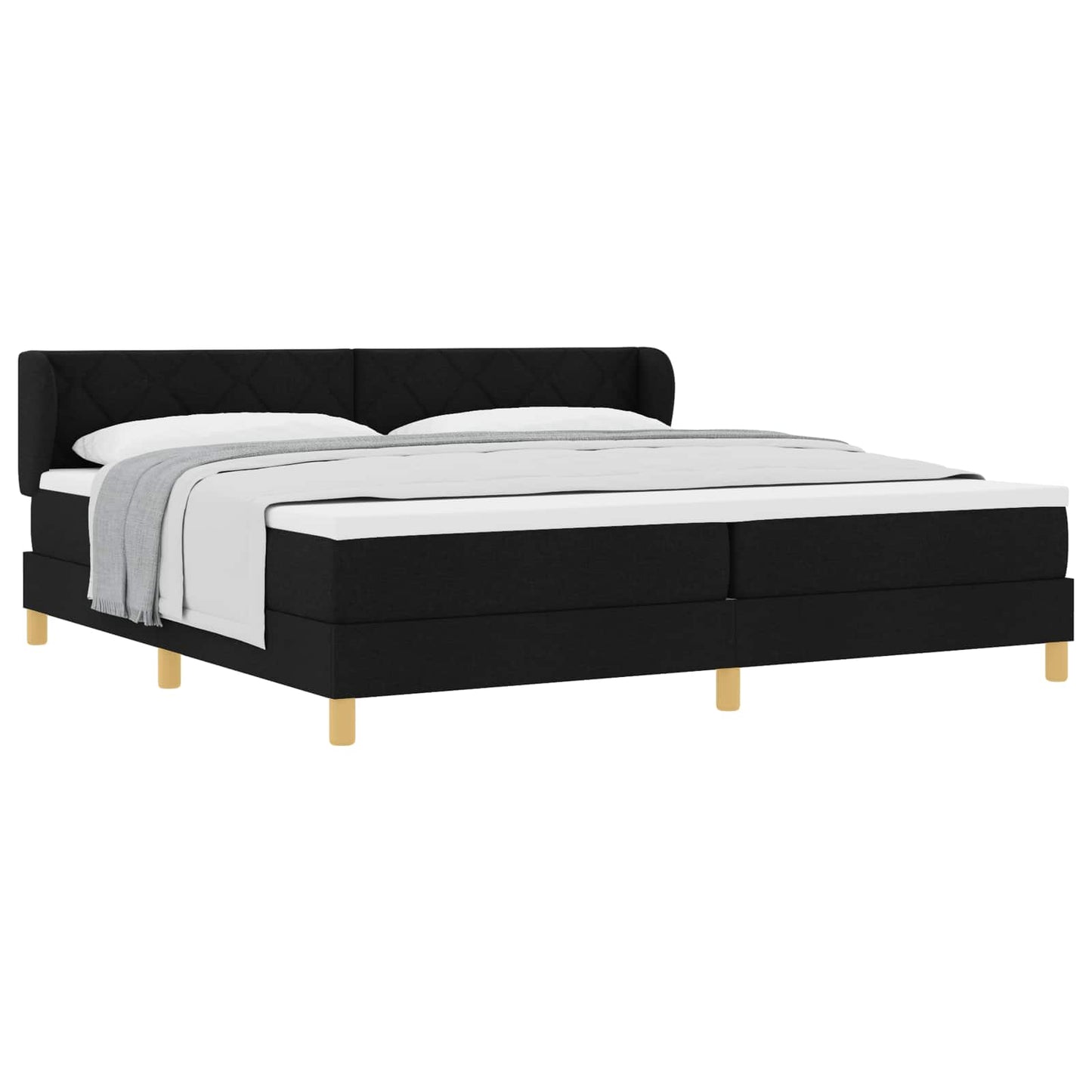 vidaXL Κρεβάτι με ελατήρια με κεφαλάρι Μαύρο 200 x 200 cm ύφασμα