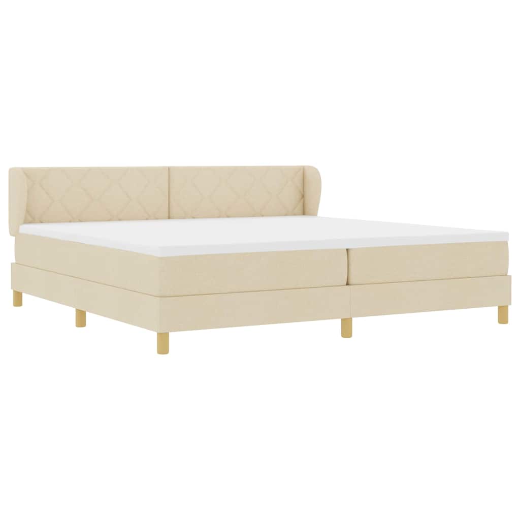 vidaXL Κρεβάτι με ελατήρια με κεφαλάρι Κρεμ 200 x 200 cm ύφασμα