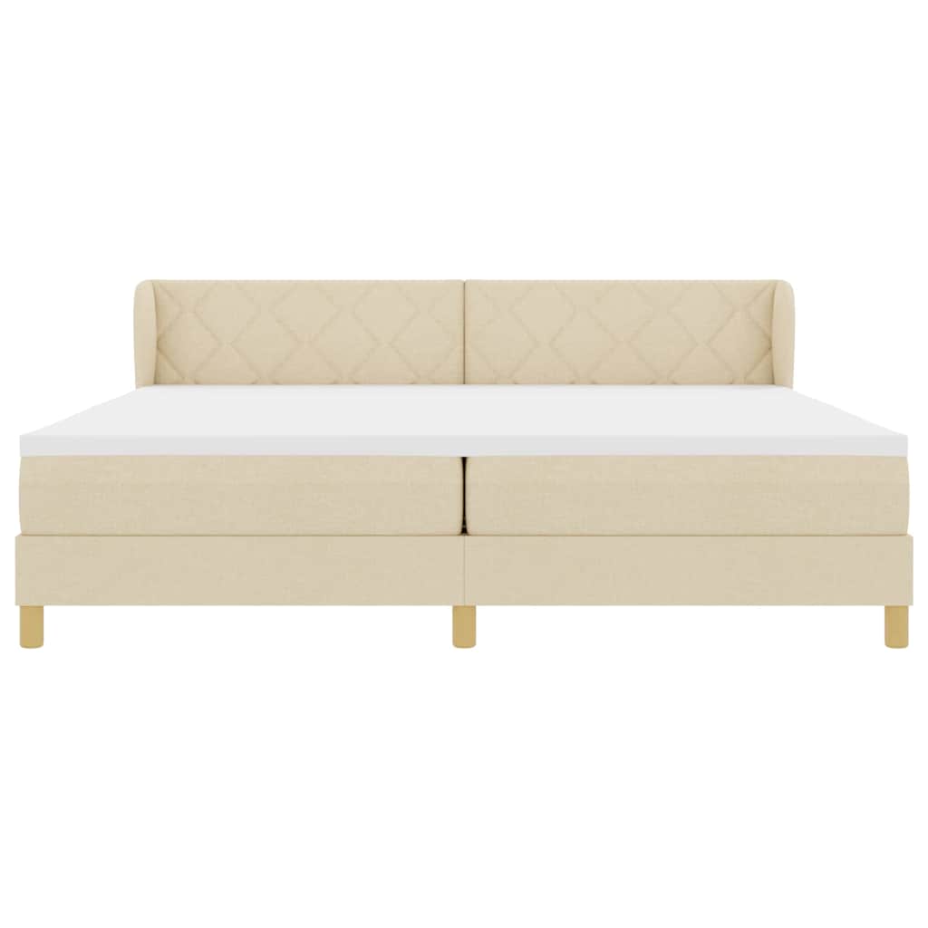 vidaXL Κρεβάτι με ελατήρια με κεφαλάρι Κρεμ 200 x 200 cm ύφασμα