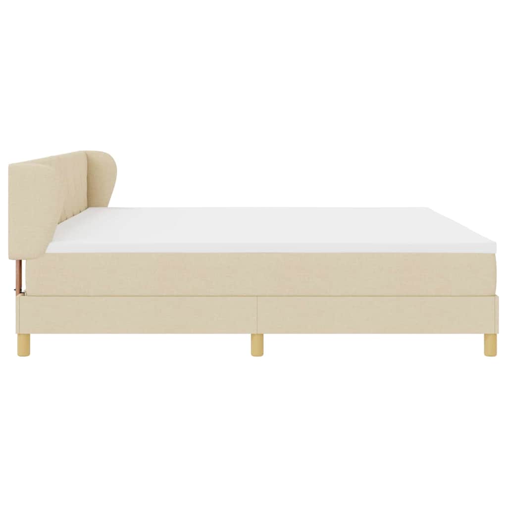 vidaXL Κρεβάτι με ελατήρια με κεφαλάρι Κρεμ 200 x 200 cm ύφασμα