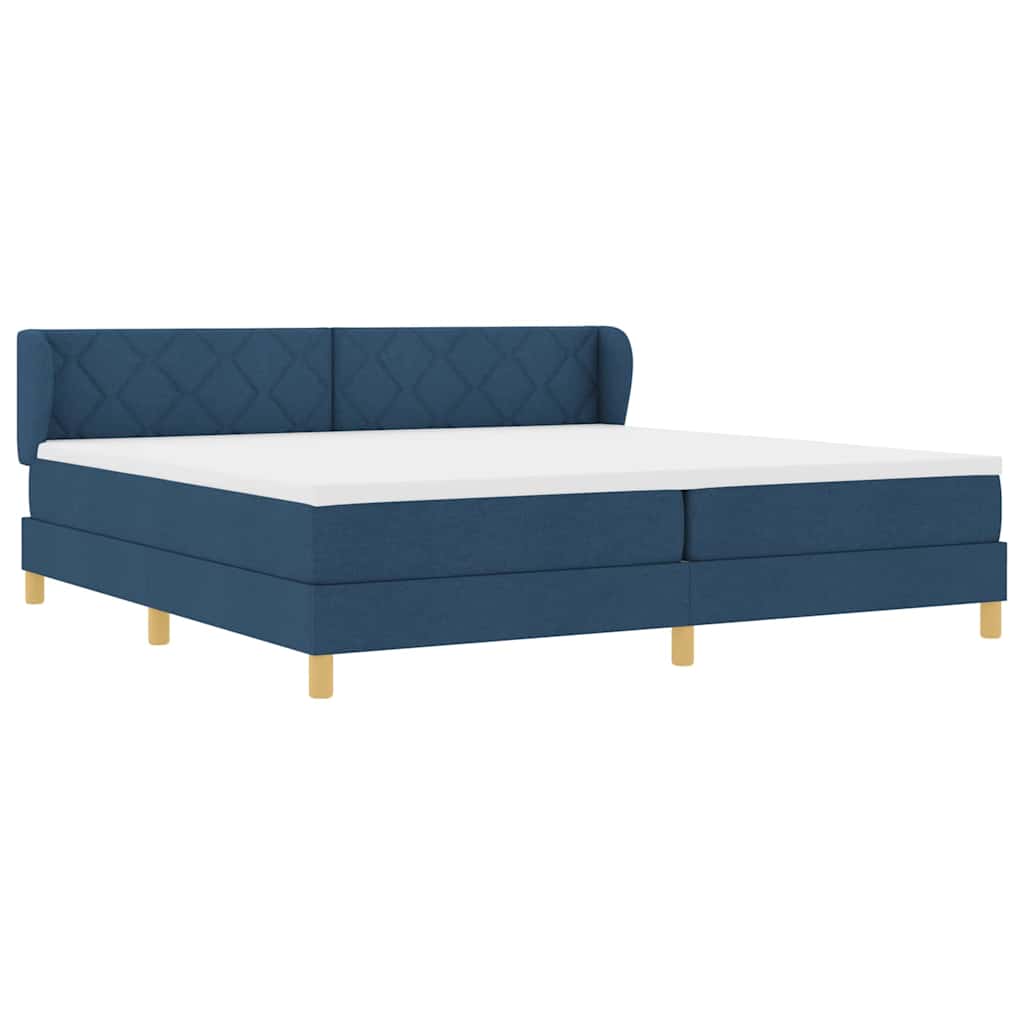 vidaXL Κρεβάτι με ελατήρια με κεφαλάρι Μπλε 200 x 200 cm ύφασμα