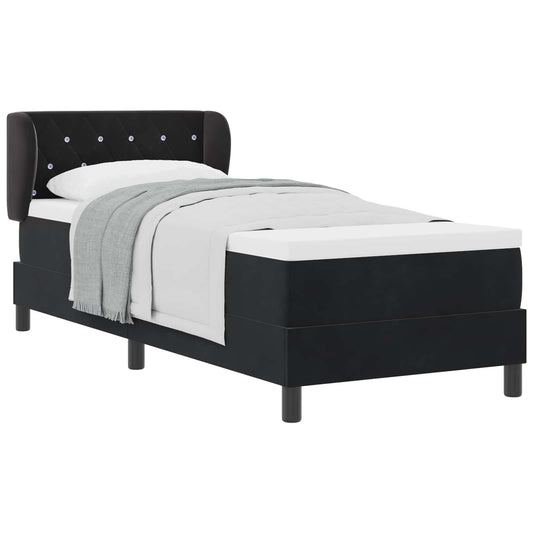 vidaXL Κρεβάτι με ελατήρια με κεφαλάρι Μαύρο 80 x 200 cm Βελούδο