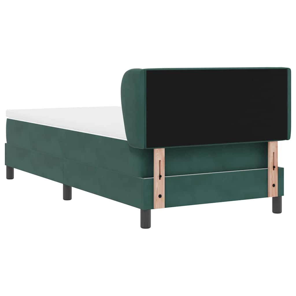 vidaXL Κρεβάτι με ελατήρια Σκούρο πράσινο 90 x 190 cm Βελούδο