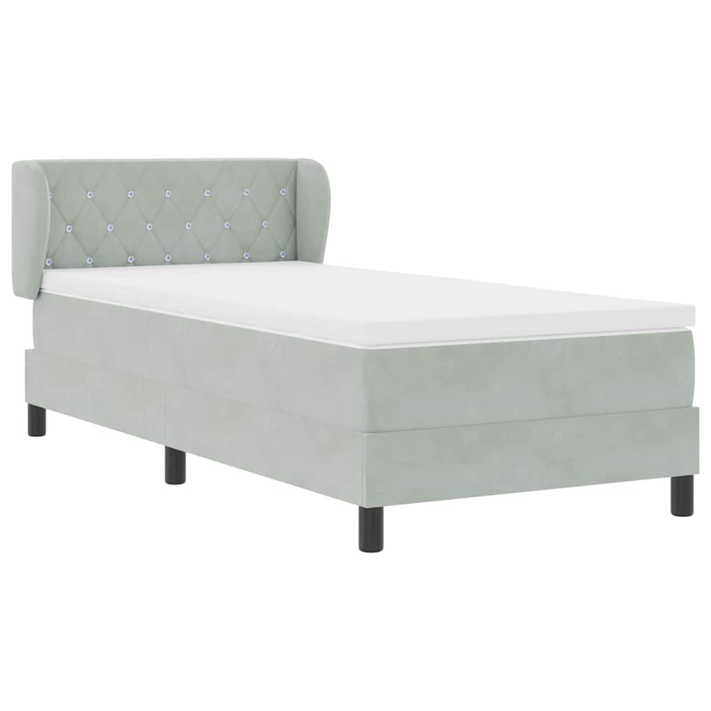 vidaXL Κρεβάτι με ελατήρια Ανοιχτό γκρι 100 x 200 cm Βελούδο