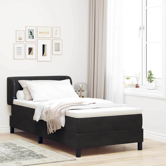 vidaXL Κρεβάτι με ελατήρια με κεφαλάρι Μαύρο 100 x 200 cm Βελούδο