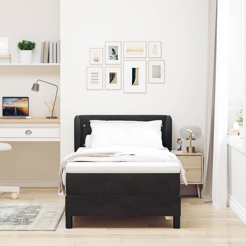 vidaXL Κρεβάτι με ελατήρια με κεφαλάρι Μαύρο 100 x 200 cm Βελούδο