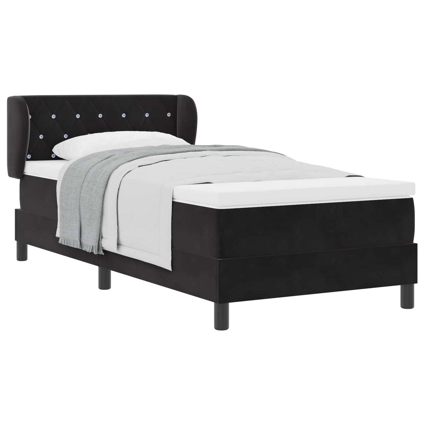 vidaXL Κρεβάτι με ελατήρια με κεφαλάρι Μαύρο 100 x 200 cm Βελούδο