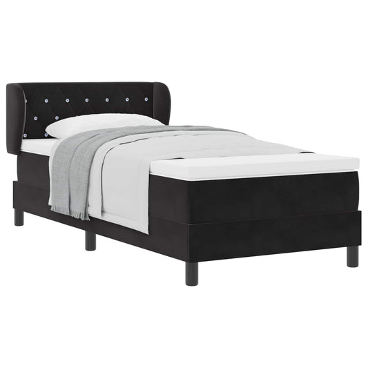 vidaXL Κρεβάτι με ελατήρια με κεφαλάρι Μαύρο 100 x 200 cm Βελούδο