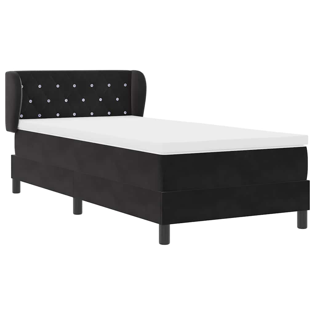 vidaXL Κρεβάτι με ελατήρια με κεφαλάρι Μαύρο 100 x 200 cm Βελούδο