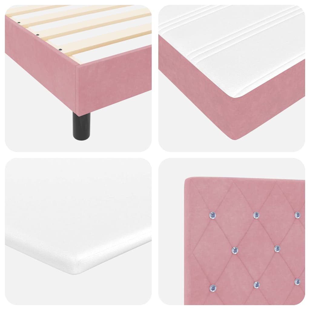 vidaXL Κρεβάτι με ελατήρια με κεφαλάρι Ροζ 100 x 200 cm Βελούδο