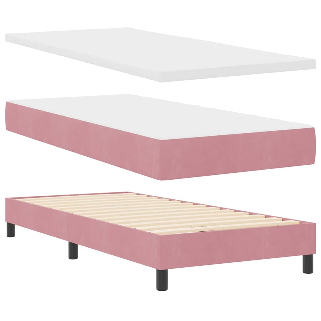 vidaXL Κρεβάτι με ελατήρια με κεφαλάρι Ροζ 100 x 200 cm Βελούδο