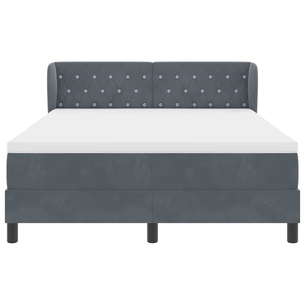 vidaXL Κρεβάτι με ελατήρια Σκούρο γκρι 140 x 190 cm Βελούδο