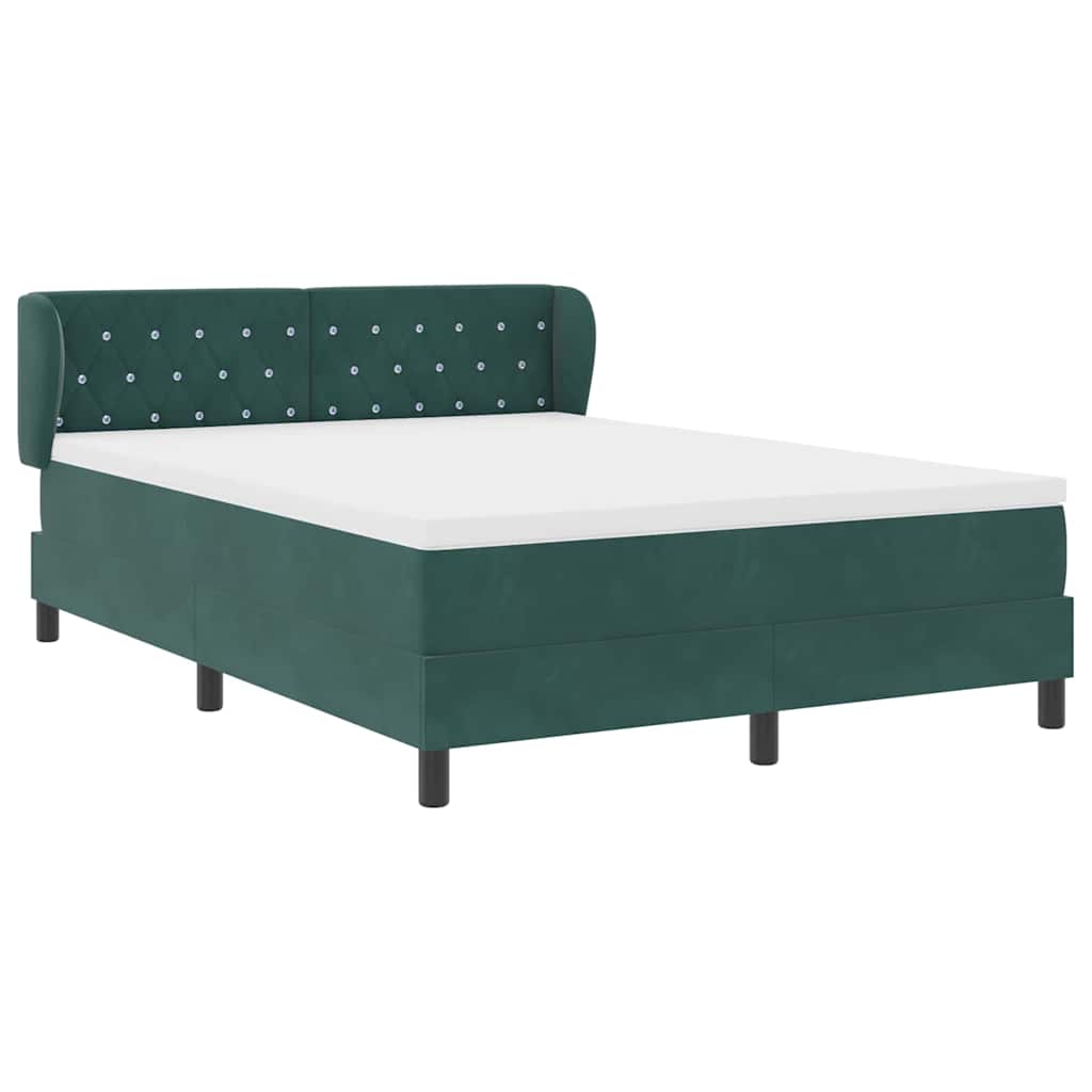 vidaXL Κρεβάτι με ελατήρια Σκούρο πράσινο 140 x 190 cm Βελούδο