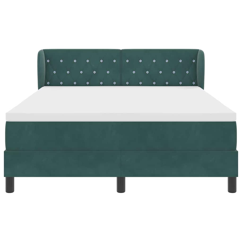 vidaXL Κρεβάτι με ελατήρια Σκούρο πράσινο 140 x 190 cm Βελούδο