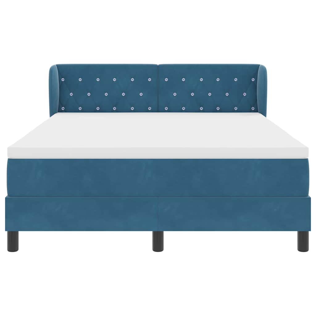 vidaXL Κρεβάτι με ελατήρια Σκούρο Μπλε 140 x 190 cm Βελούδο