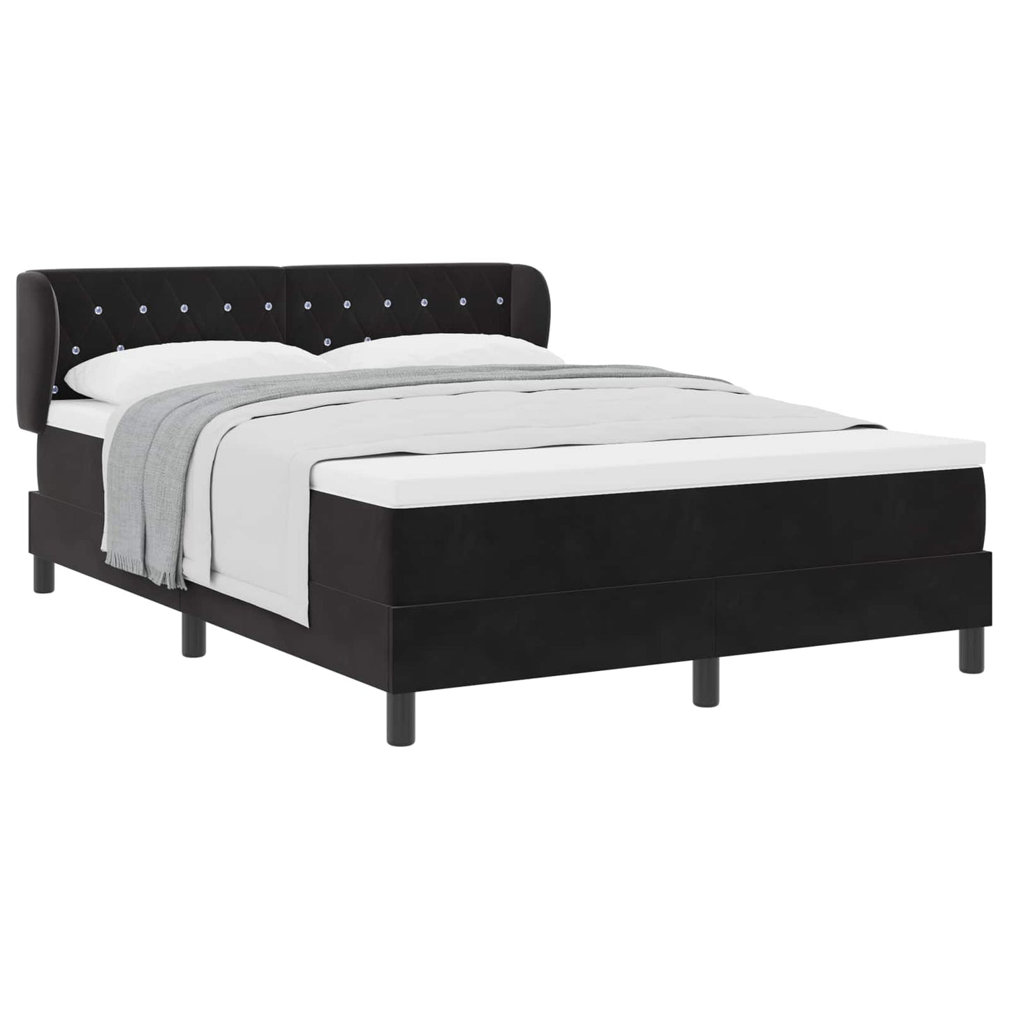 vidaXL Κρεβάτι με ελατήρια με κεφαλάρι Μαύρο 140 x 200 cm Βελούδο