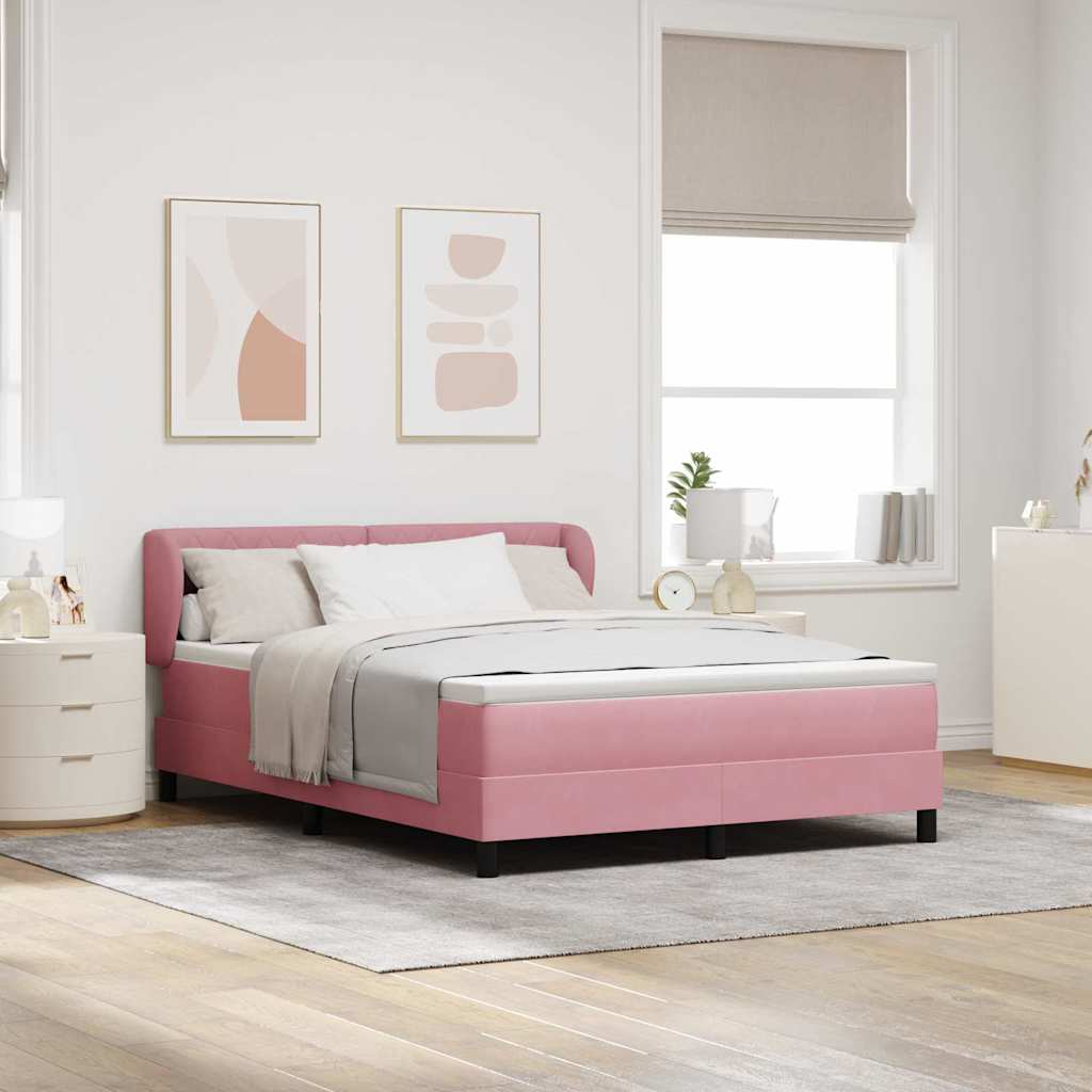 vidaXL Κρεβάτι με ελατήρια με κεφαλάρι Ροζ 140 x 200 cm Βελούδο