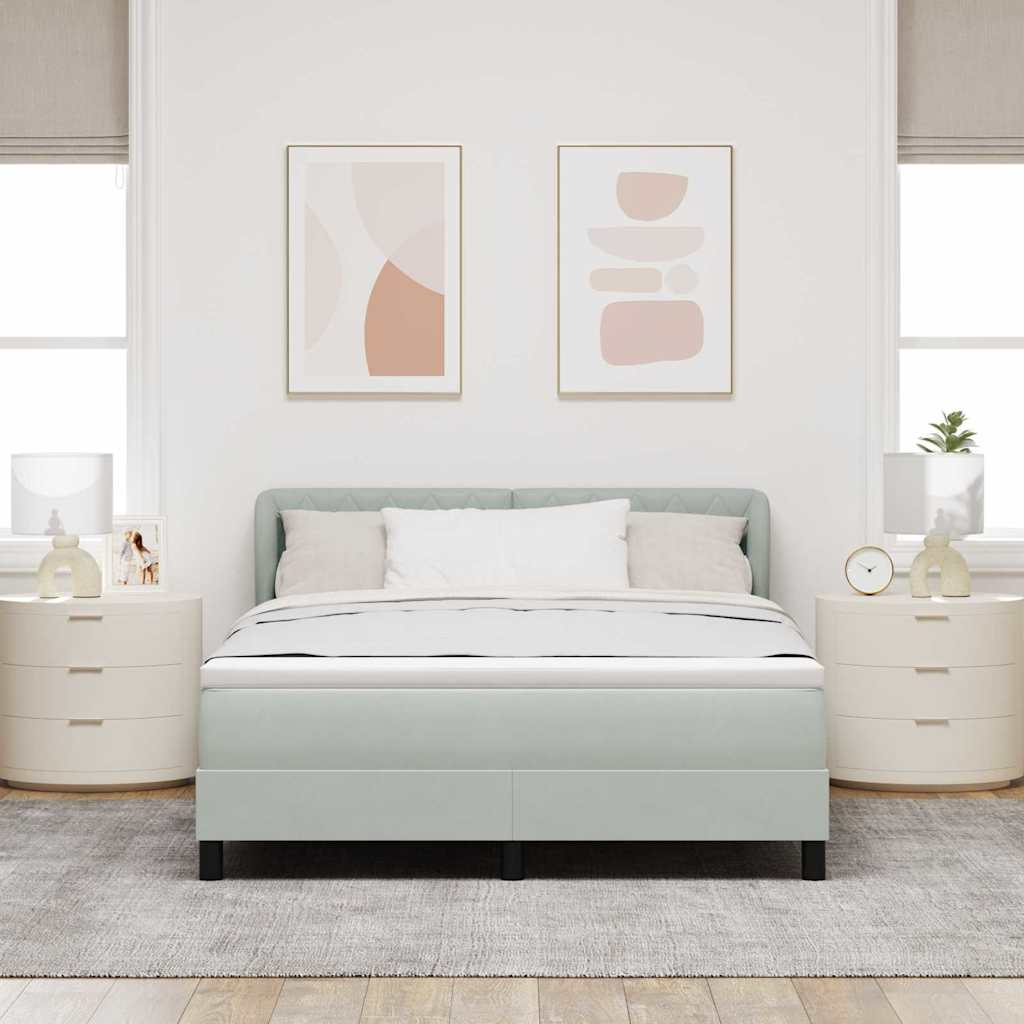 vidaXL Κρεβάτι με ελατήρια Ανοιχτό γκρι 160 x 200 cm Βελούδο