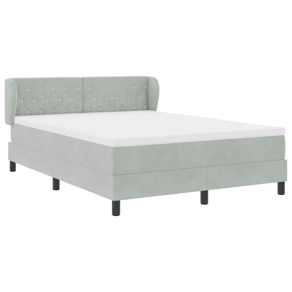 vidaXL Κρεβάτι με ελατήρια Ανοιχτό γκρι 160 x 200 cm Βελούδο