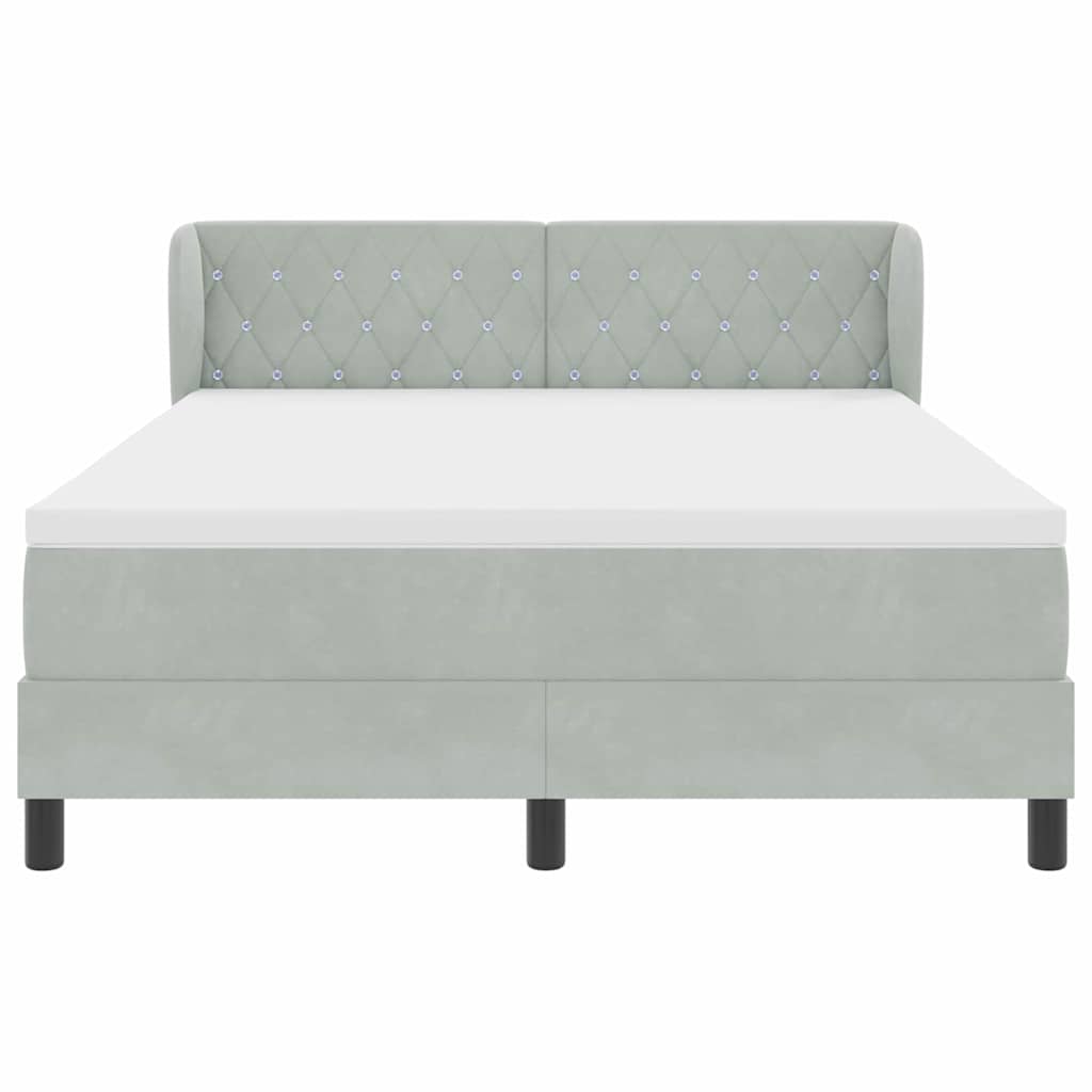 vidaXL Κρεβάτι με ελατήρια Ανοιχτό γκρι 160 x 200 cm Βελούδο