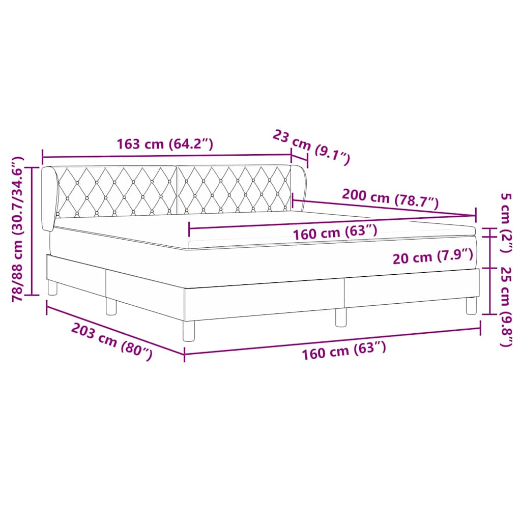 vidaXL Κρεβάτι με ελατήρια Ανοιχτό γκρι 160 x 200 cm Βελούδο