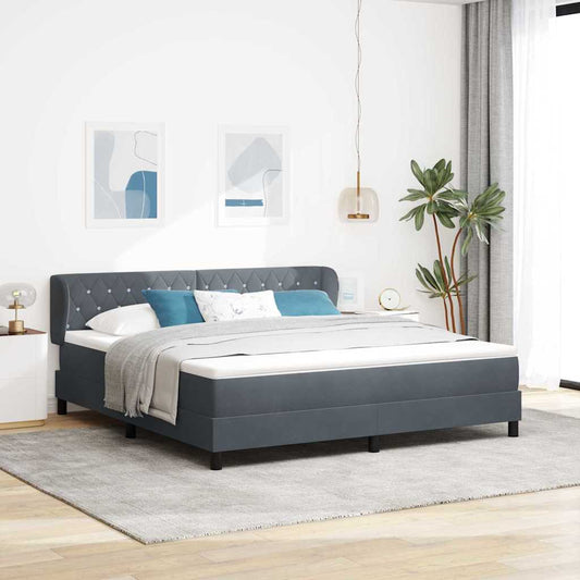 vidaXL Κρεβάτι με ελατήρια Σκούρο γκρι 180 x 200 cm Βελούδο
