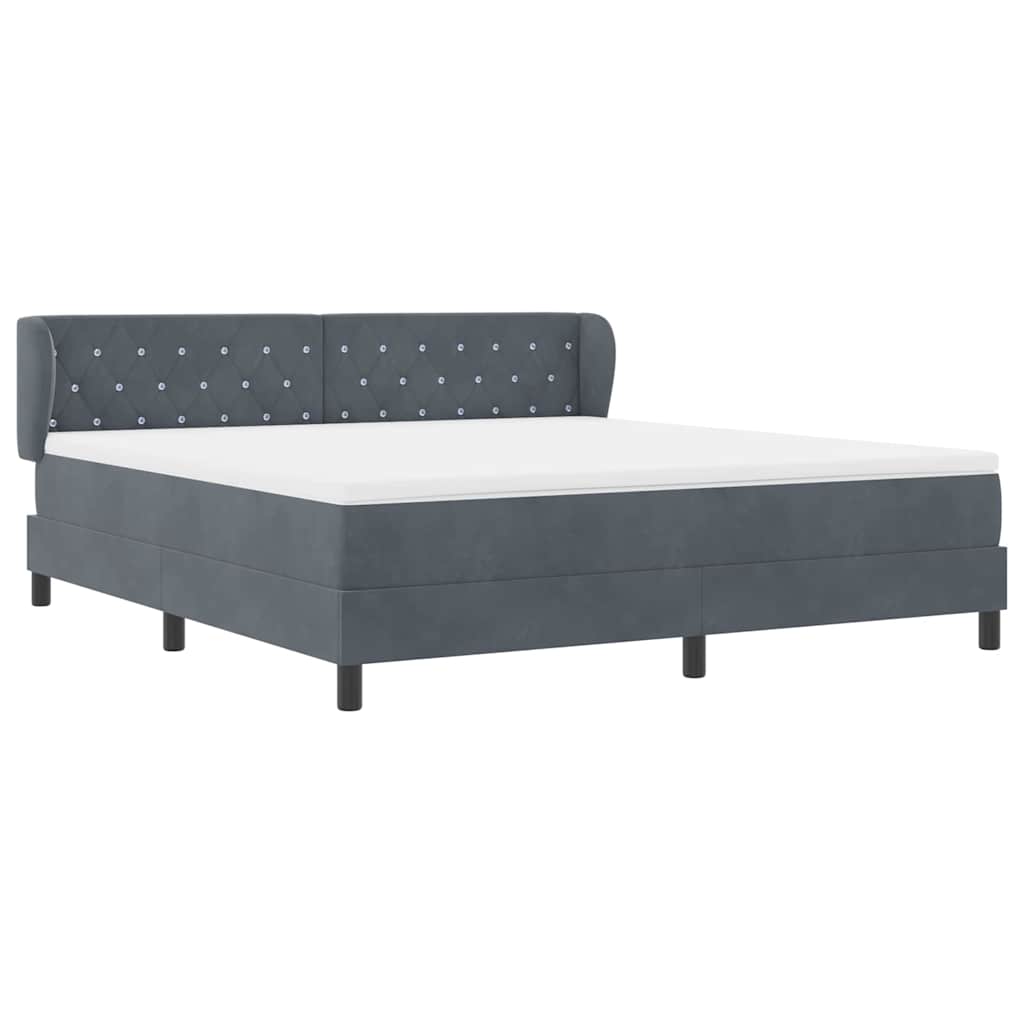 vidaXL Κρεβάτι με ελατήρια Σκούρο γκρι 180 x 200 cm Βελούδο