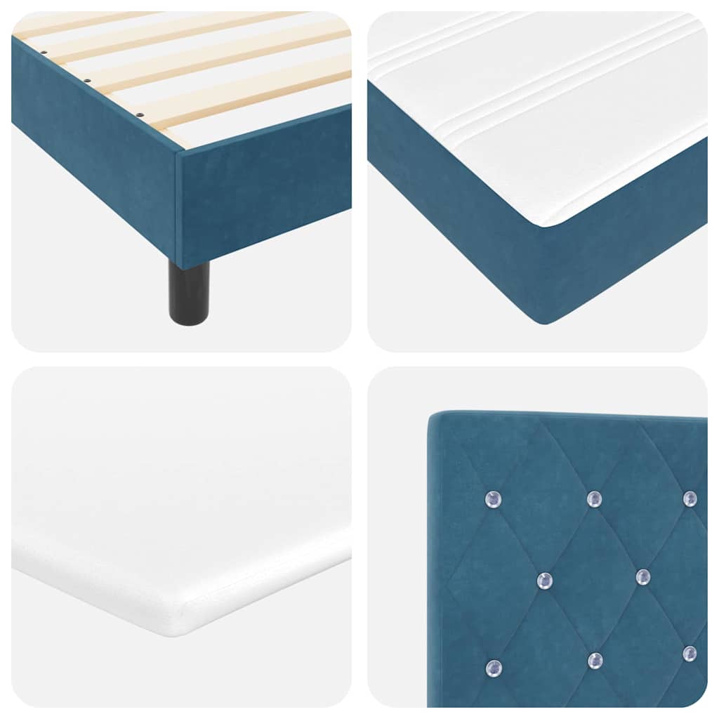 vidaXL Κρεβάτι με ελατήρια Σκούρο Μπλε 180 x 200 cm Βελούδο