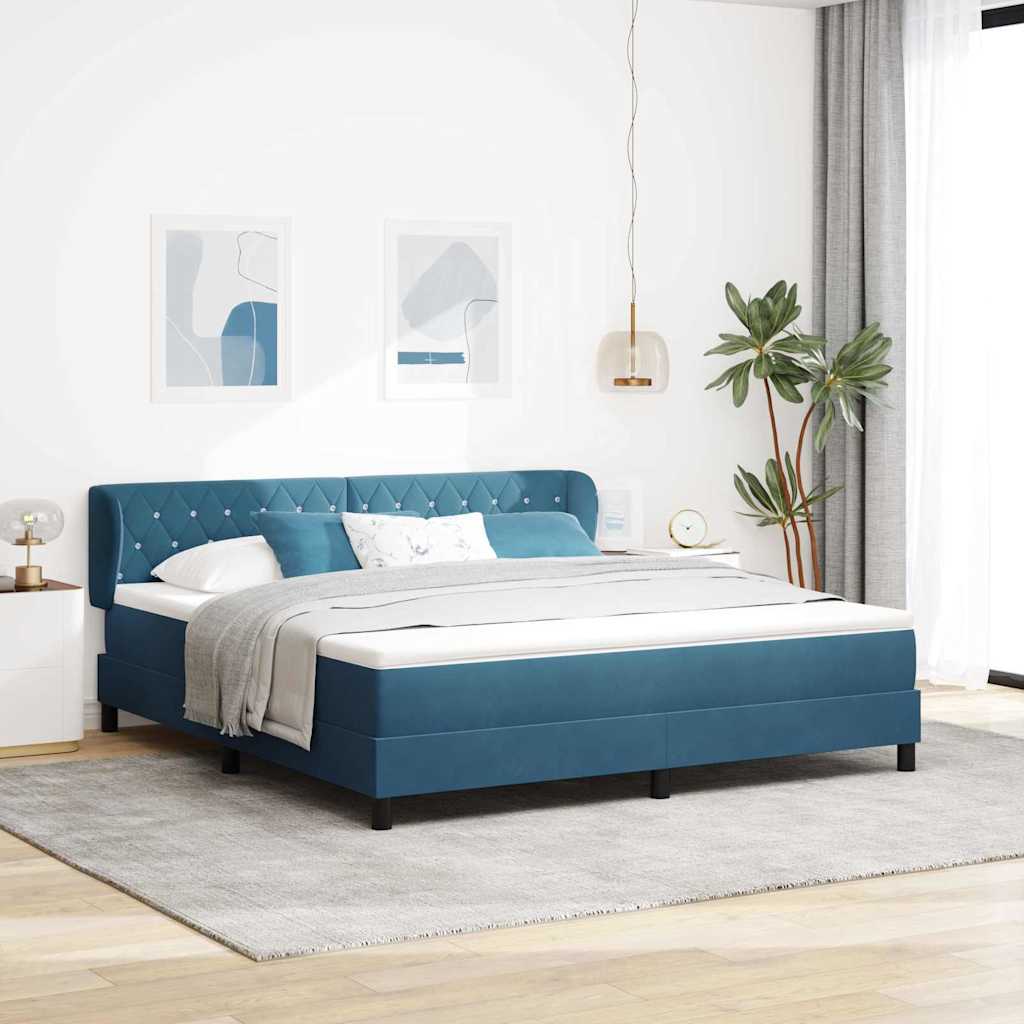 vidaXL Κρεβάτι με ελατήρια Σκούρο Μπλε 180 x 200 cm Βελούδο