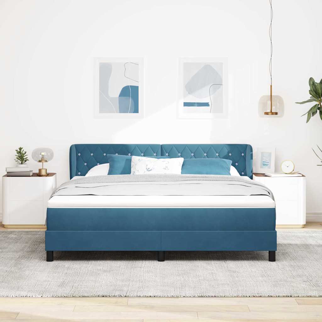 vidaXL Κρεβάτι με ελατήρια Σκούρο Μπλε 180 x 200 cm Βελούδο