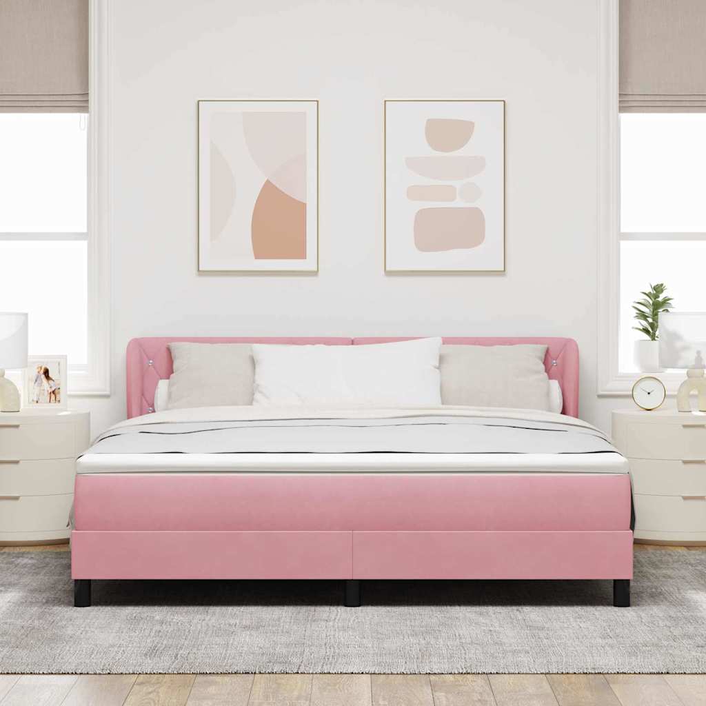 vidaXL Κρεβάτι με ελατήρια με κεφαλάρι Ροζ 180 x 200 cm Βελούδο