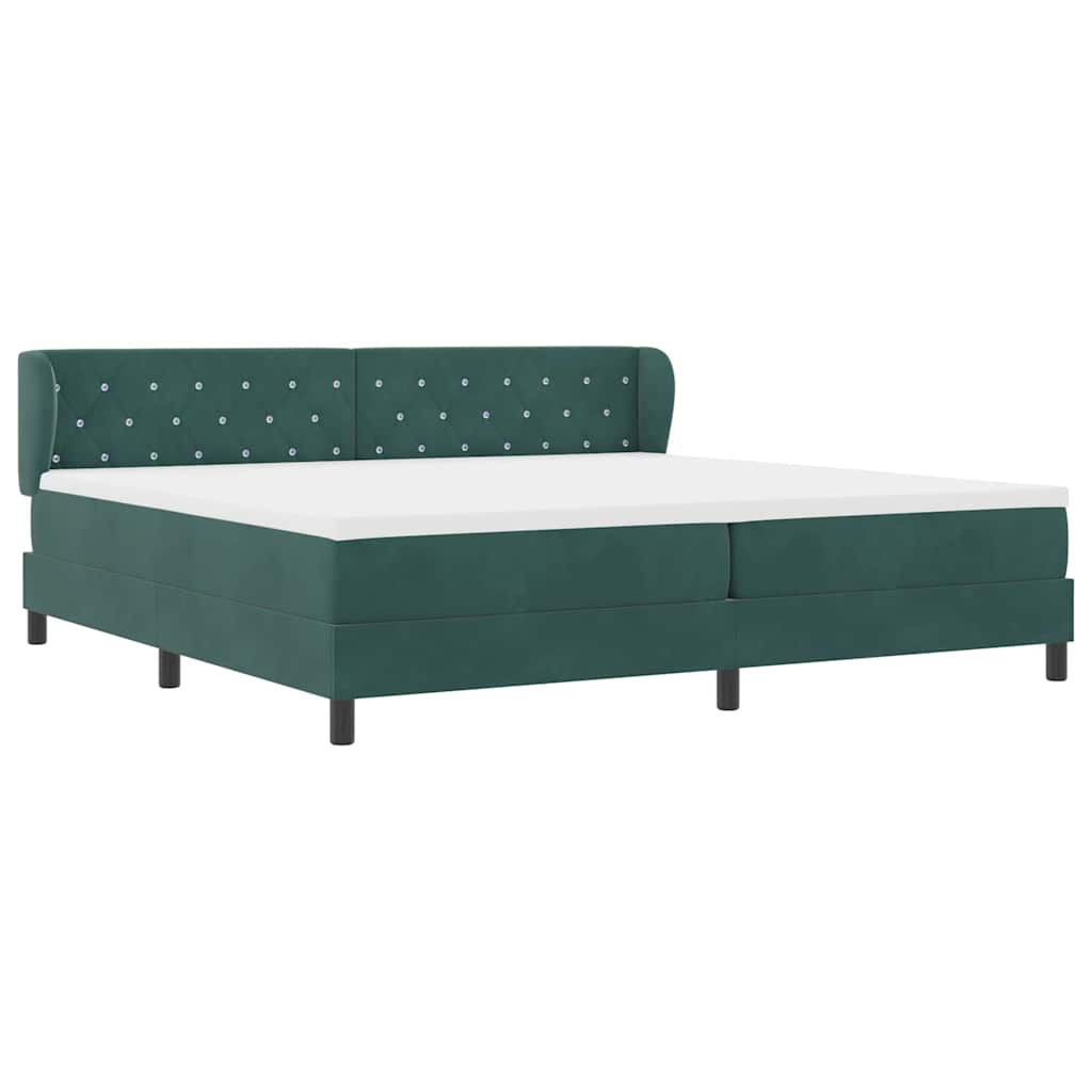 vidaXL Κρεβάτι με ελατήρια Σκούρο πράσινο 200 x 200 cm Βελούδο