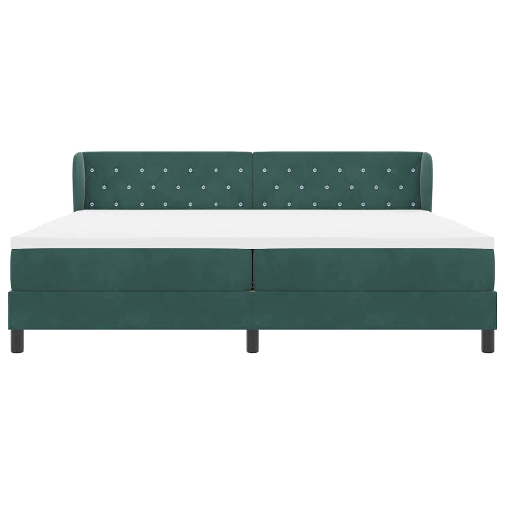 vidaXL Κρεβάτι με ελατήρια Σκούρο πράσινο 200 x 200 cm Βελούδο