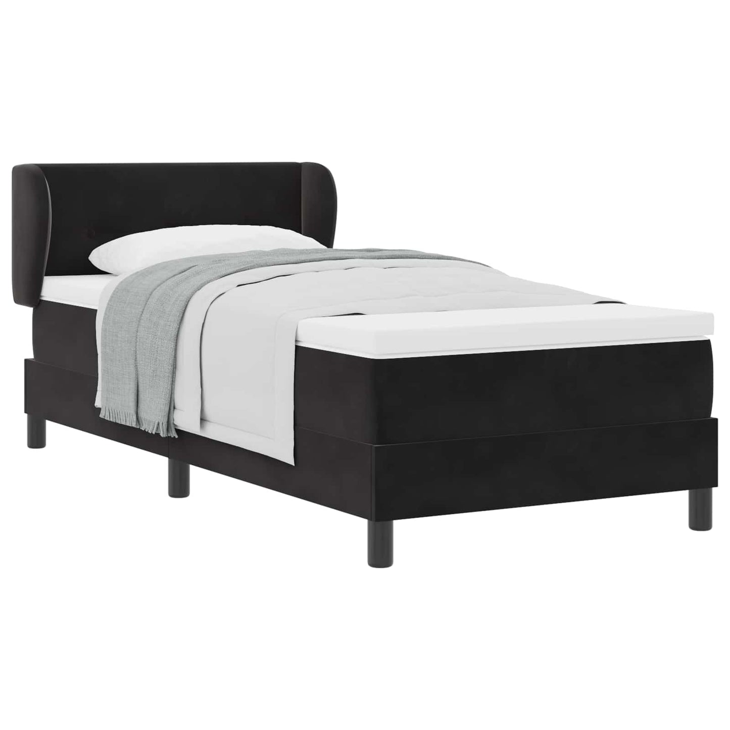 vidaXL Κρεβάτι με ελατήρια με κεφαλάρι Μαύρο 80 x 200 cm Βελούδο
