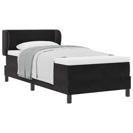 vidaXL Κρεβάτι με ελατήρια με κεφαλάρι Μαύρο 80 x 200 cm Βελούδο