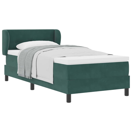 vidaXL Κρεβάτι με ελατήρια Σκούρο πράσινο 90 x 190 cm Βελούδο