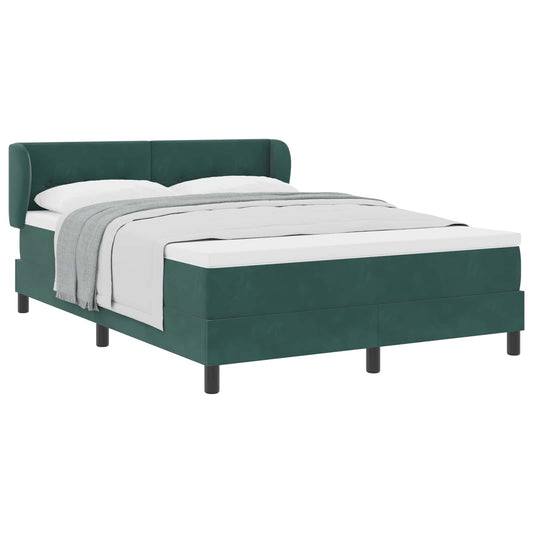 vidaXL Κρεβάτι με ελατήρια Σκούρο πράσινο 140 x 190 cm Βελούδο
