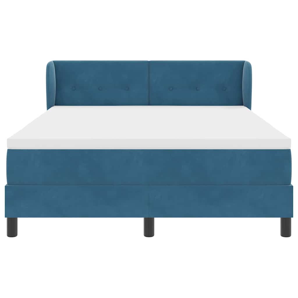 vidaXL Κρεβάτι με ελατήρια Σκούρο Μπλε 140 x 190 cm Βελούδο