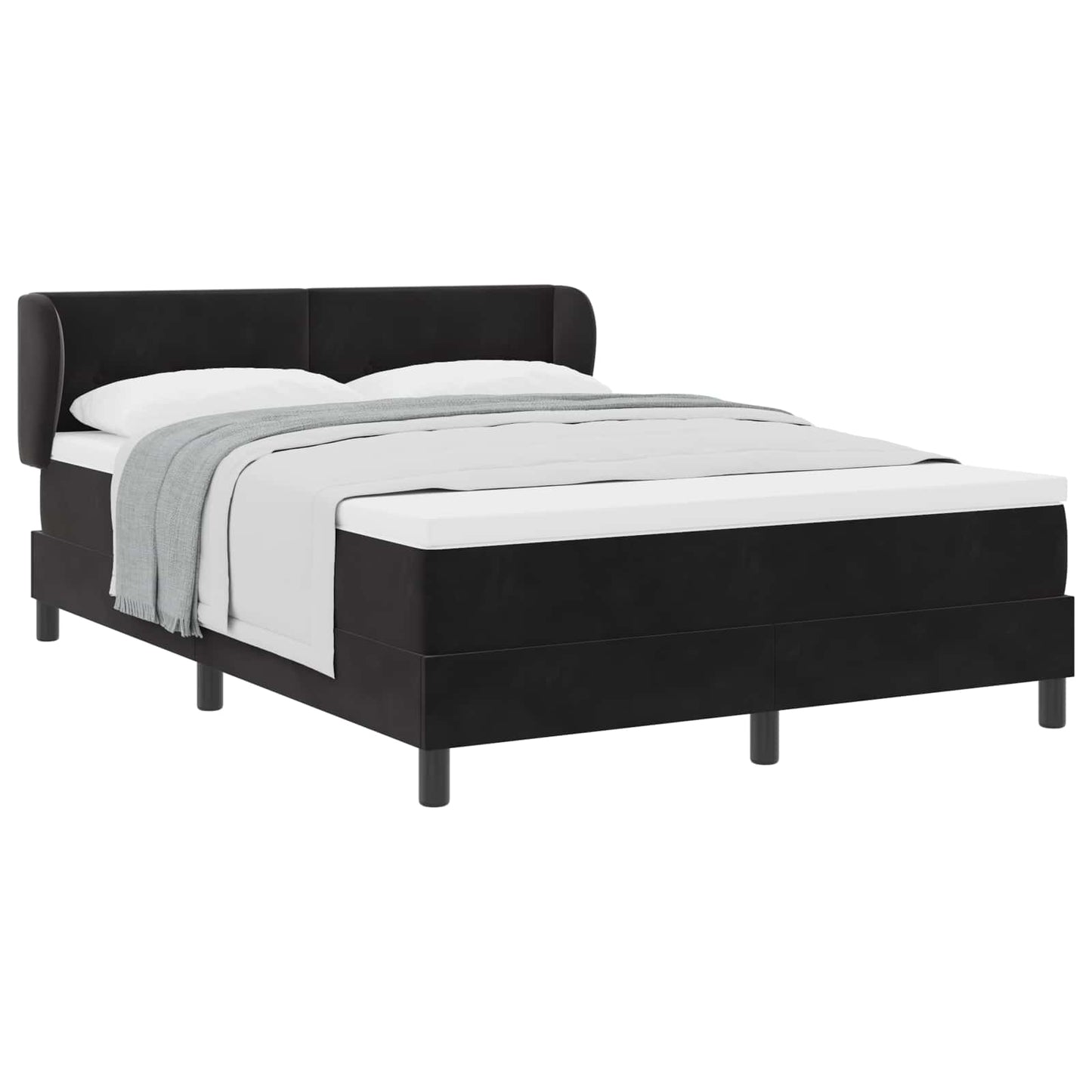 vidaXL Κρεβάτι με ελατήρια με στρώμα Μαύρο 140 x 200 cm Βελούδο