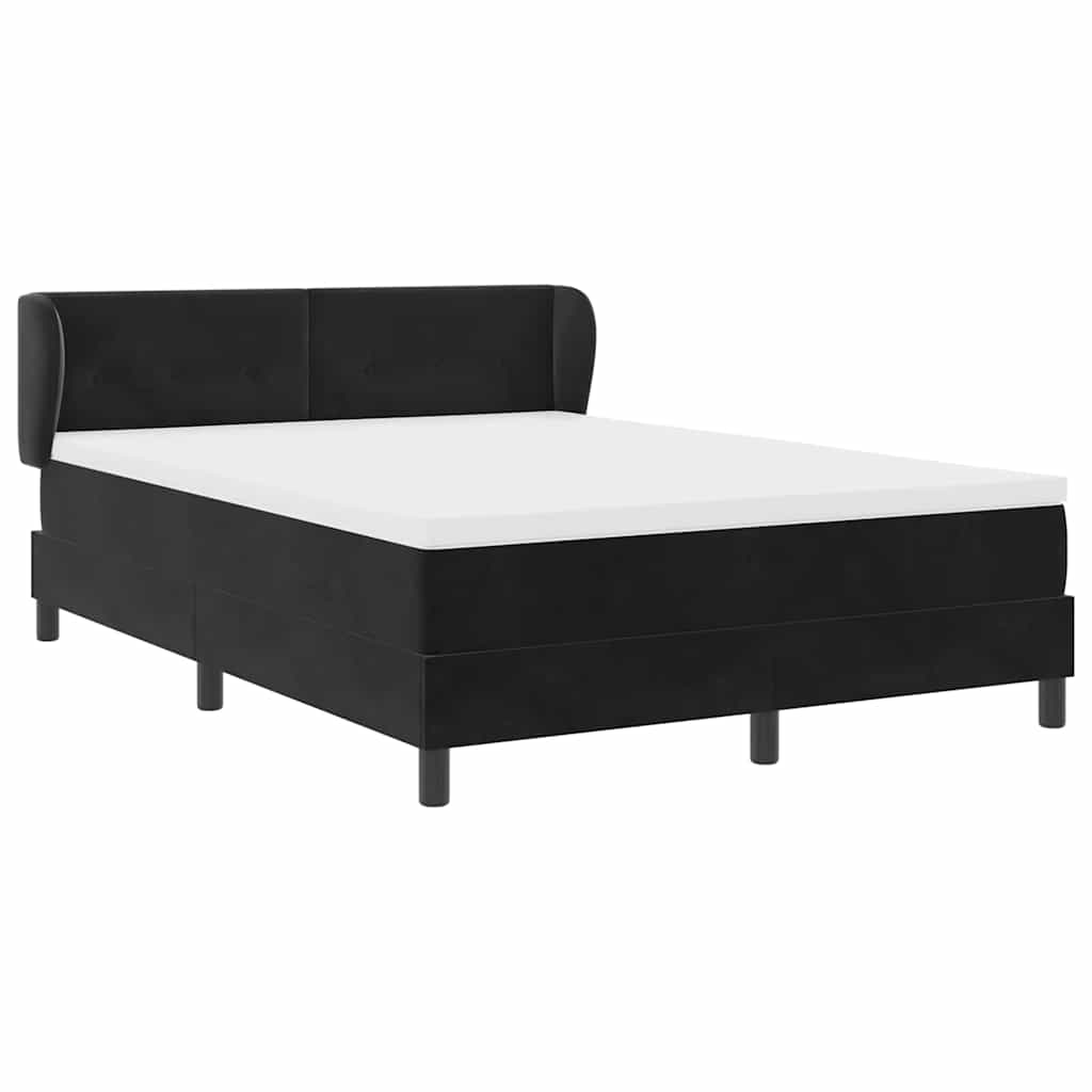 vidaXL Κρεβάτι με ελατήρια με στρώμα Μαύρο 140 x 200 cm Βελούδο