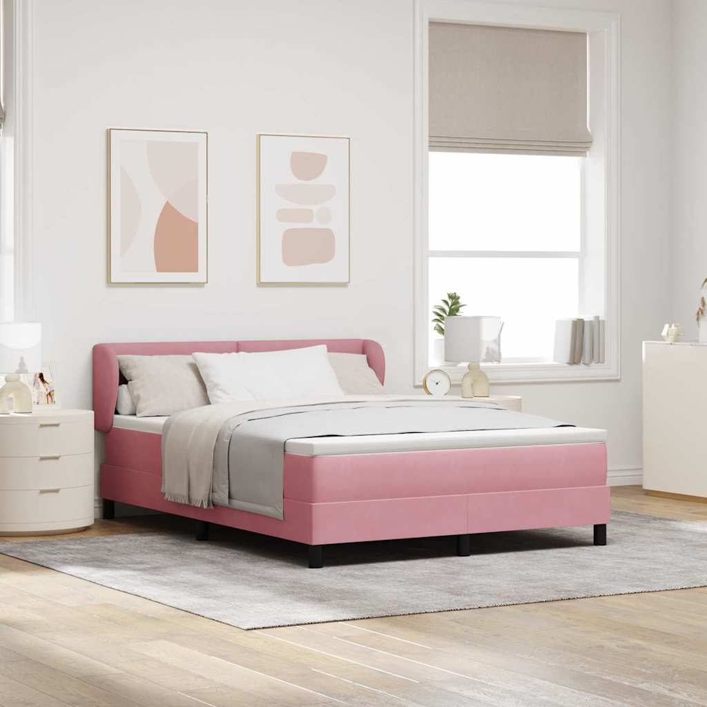 vidaXL Κρεβάτι με ελατήρια με κεφαλάρι Ροζ 140 x 200 cm Βελούδο