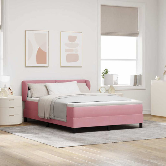 vidaXL Κρεβάτι με ελατήρια με κεφαλάρι Ροζ 140 x 200 cm Βελούδο