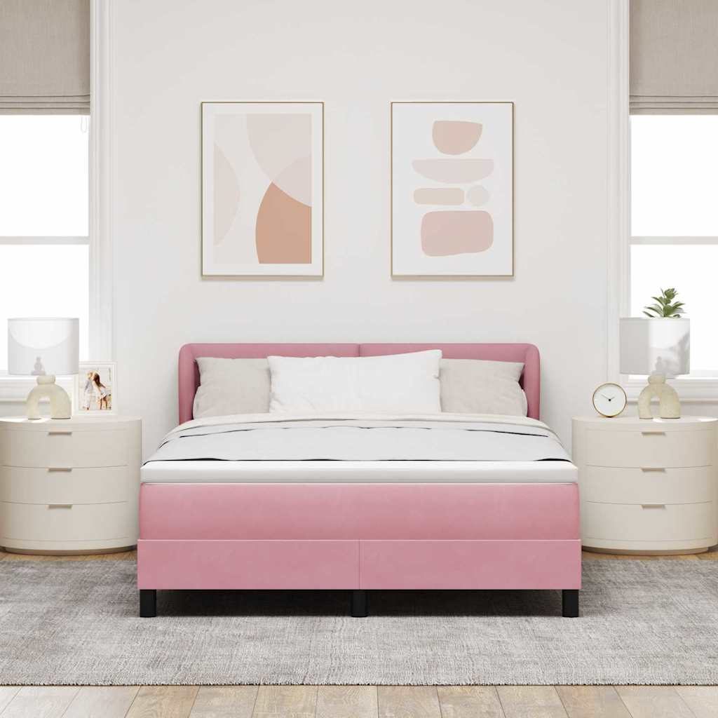 vidaXL Κρεβάτι με ελατήρια με κεφαλάρι Ροζ 160 x 200 cm Βελούδο