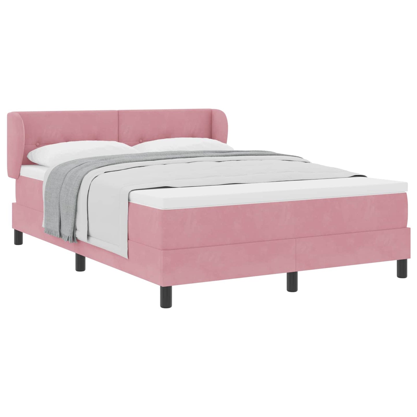 vidaXL Κρεβάτι με ελατήρια με κεφαλάρι Ροζ 160 x 200 cm Βελούδο